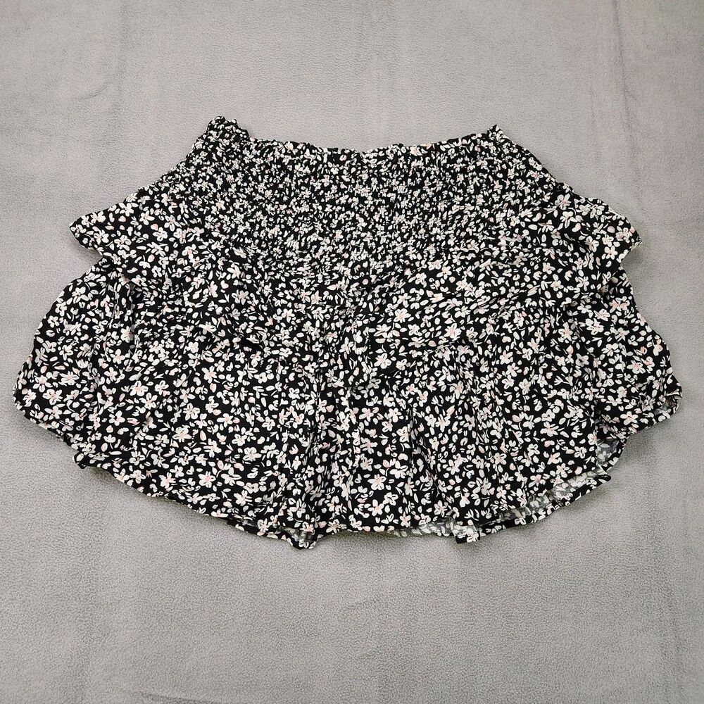 Japna Ruffled Mini Skirt Women's M Floral Pull On Elastic‎ Waist Stretch